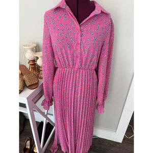 Pink Floral Midi Dress